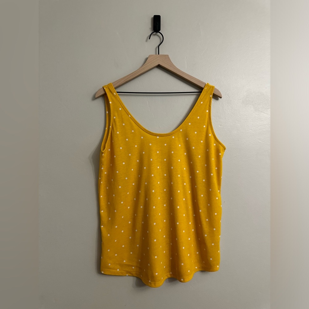 Old Navy yellow and white polka dot tank top, cotton blend, L tall